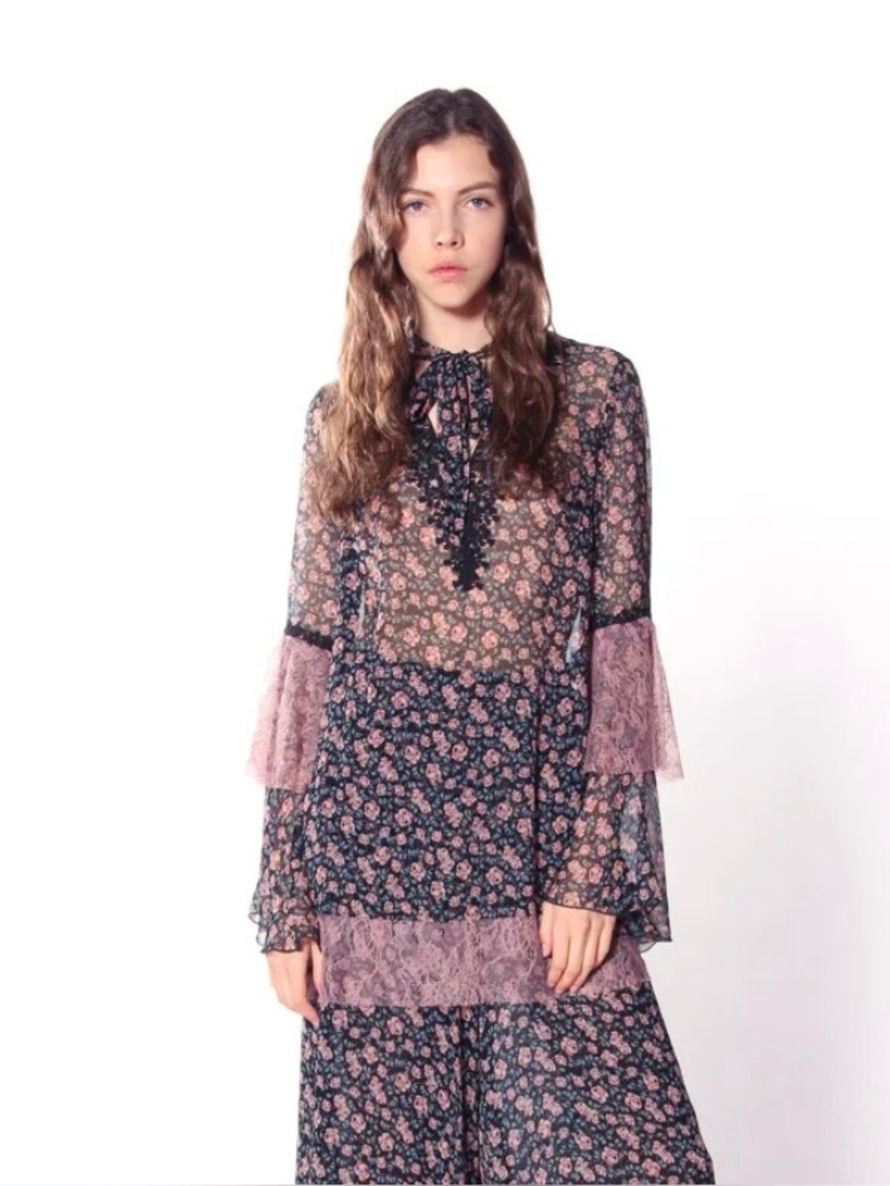 Anna Sui Resort Collection Silk Floral Blouse Size Small